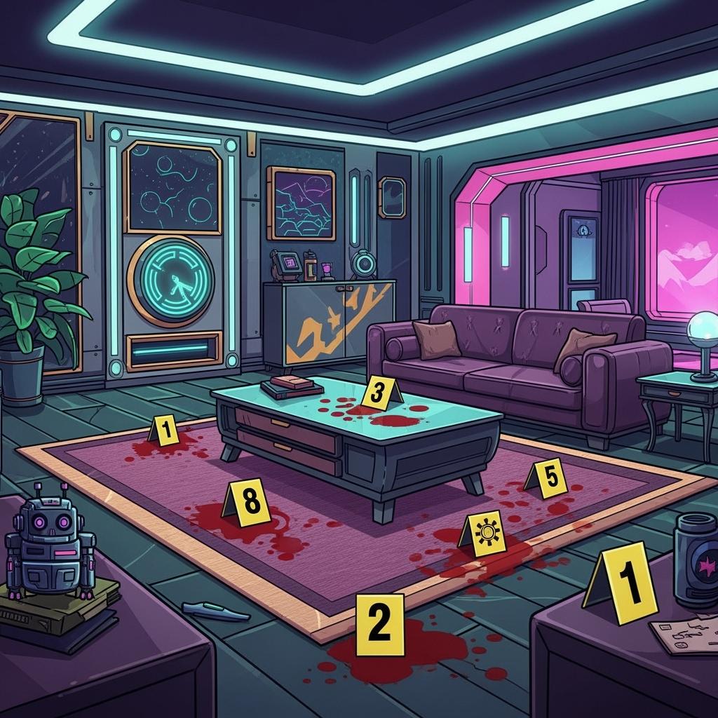 Cartoon styled room after police and EMS Leave